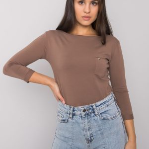 Wholesale Brown basic blouse with Steffanie pocket