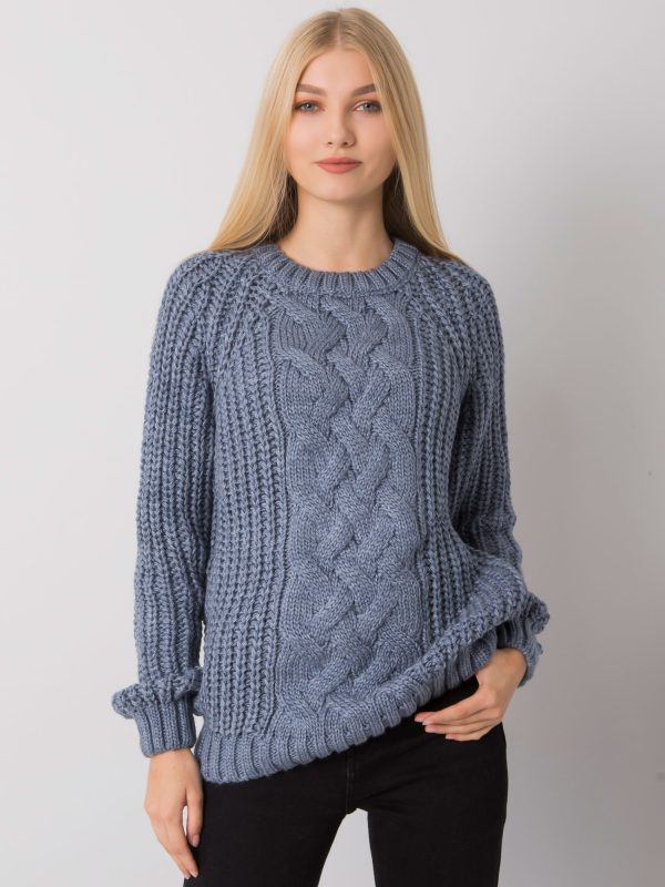 Wholesale Blue sweater with braids Belfast RUE PARIS