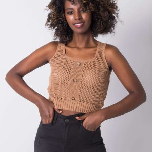 Wholesale Jouri RUE PARIS brown openwork top