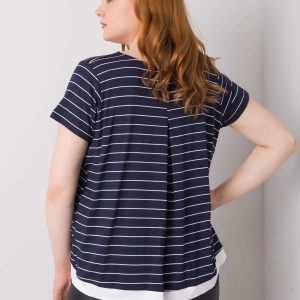 Wholesale Navy Blue Plus Size Striped Blouse Lilianne