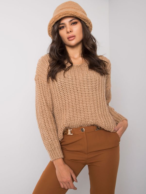 Wholesale Dark beige knitted sweater Worthington RUE PARIS