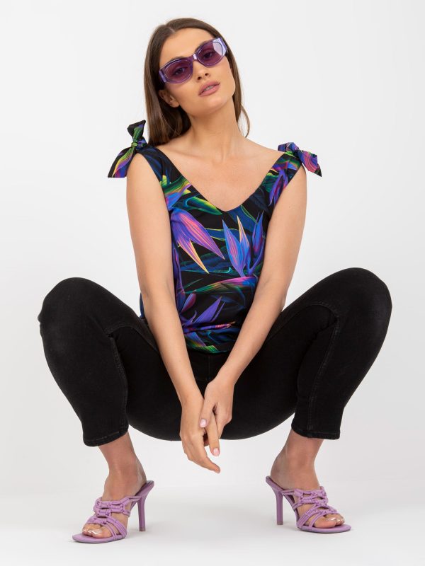 Wholesale Black and purple top with prints RUE PARIS