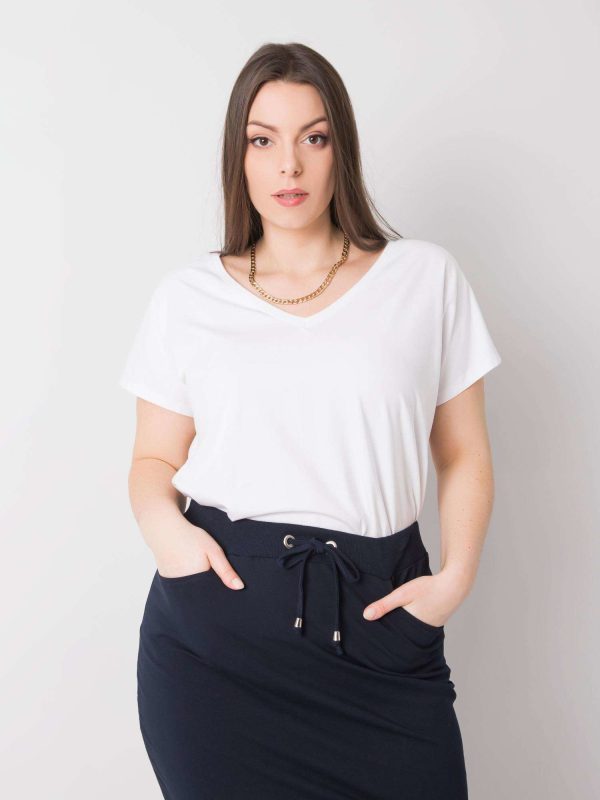 Wholesale Cassie's white V-neck t-shirt plus size