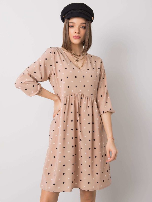 Wholesale Beige polka dot dress Ethel RUE PARIS