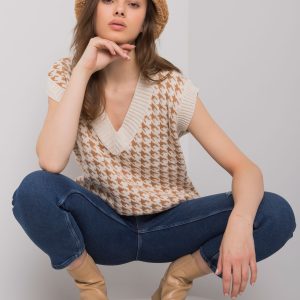 Wholesale Beige camel knitted vest Villena RUE PARIS