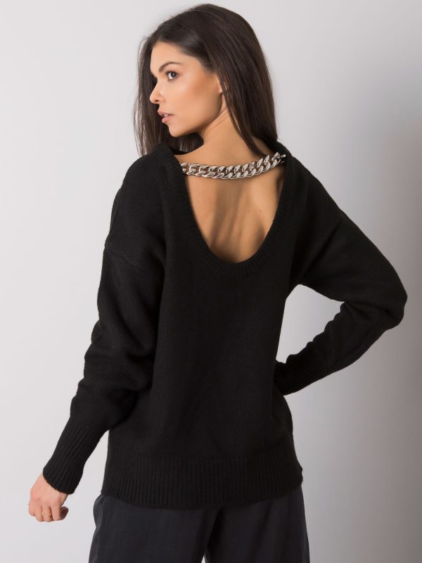 Wholesale Black sweater with chain Vermillion RUE PARIS