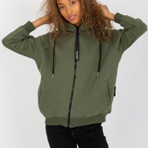 Wholesale Khaki basic zipper sweatshirt RUE PARIS