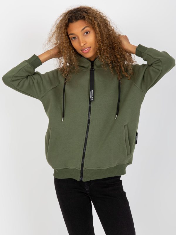 Wholesale Khaki basic zipper sweatshirt RUE PARIS