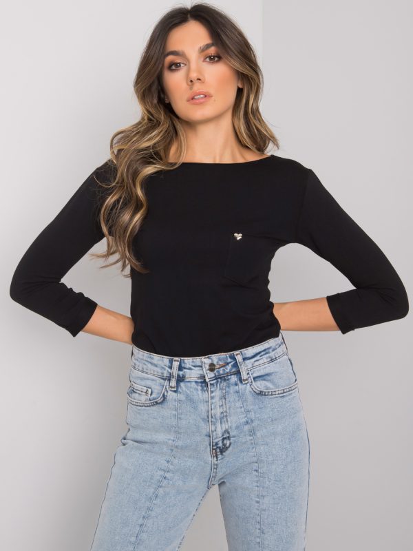 Wholesale Black Basic Blouse with Steffanie Pocket