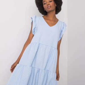 Wholesale Light blue polka dot dress Aubriella RUE PARIS