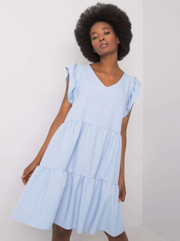 Wholesale Light blue polka dot dress Aubriella RUE PARIS