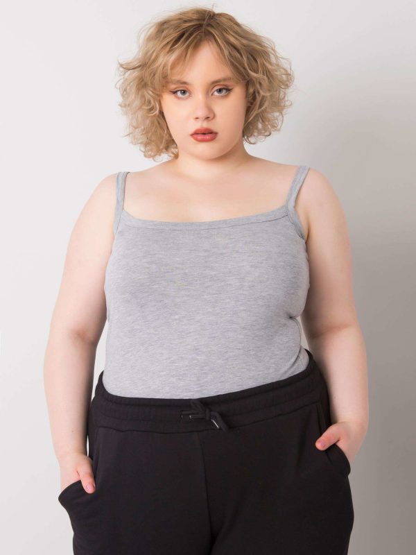 Wholesale Gray plus size top with Scarlette straps