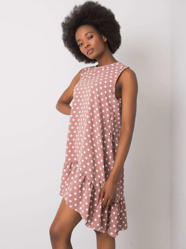 Wholesale Dirty pink polka dot dress Nicollete RUE PARIS