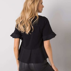 Wholesale Black blouse with ruffles Jessica RUE PARIS