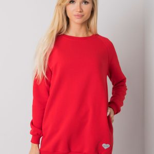 Wholesale Red cotton sweatshirt with pockets Candri RUE PARIS