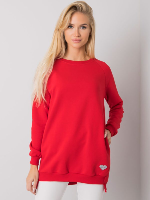 Wholesale Red cotton sweatshirt with pockets Candri RUE PARIS