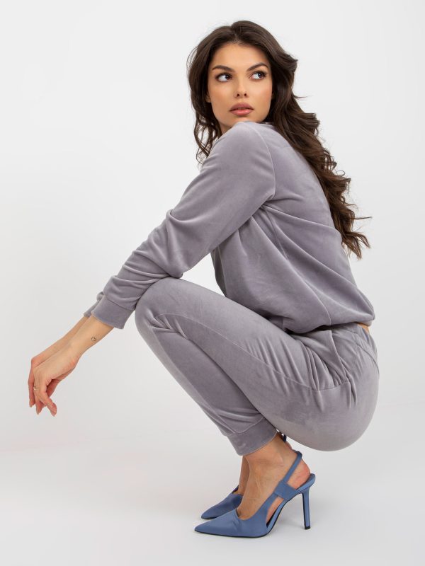 Wholesale Grey cotton velour set Brenda RUE PARIS