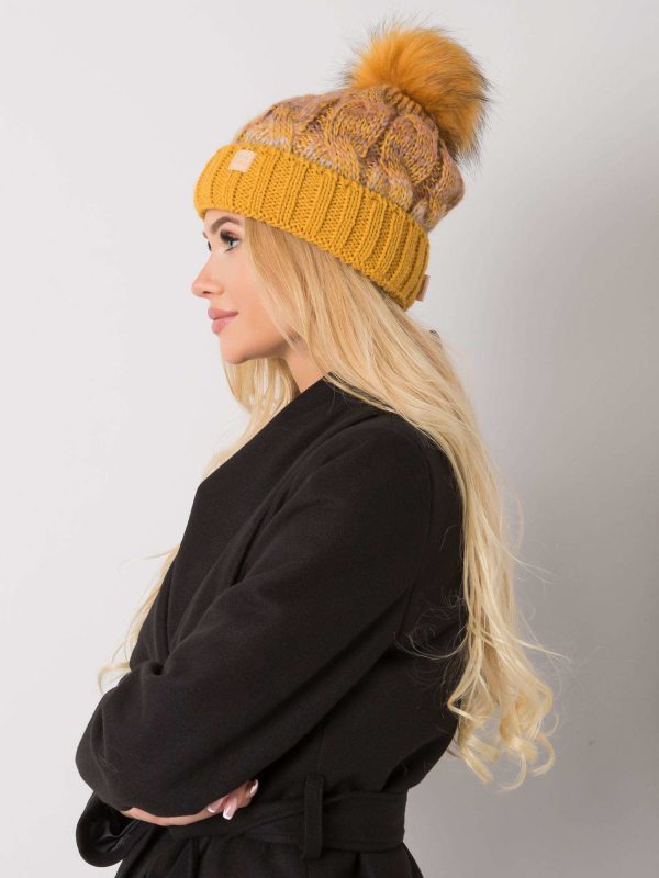 Wholesale Yellow winter hat with tassel Ally RUE PARIS