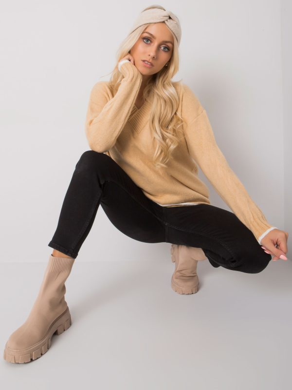 Wholesale Camel V-neck sweater Girona RUE PARIS