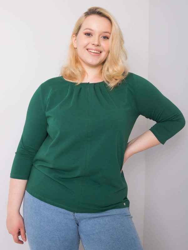 Wholesale Dark Green Plus Size Jodie Cotton Blouse