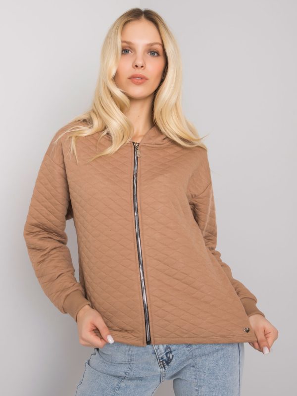 Wholesale Camel quilted sweatshirt basic Melanie