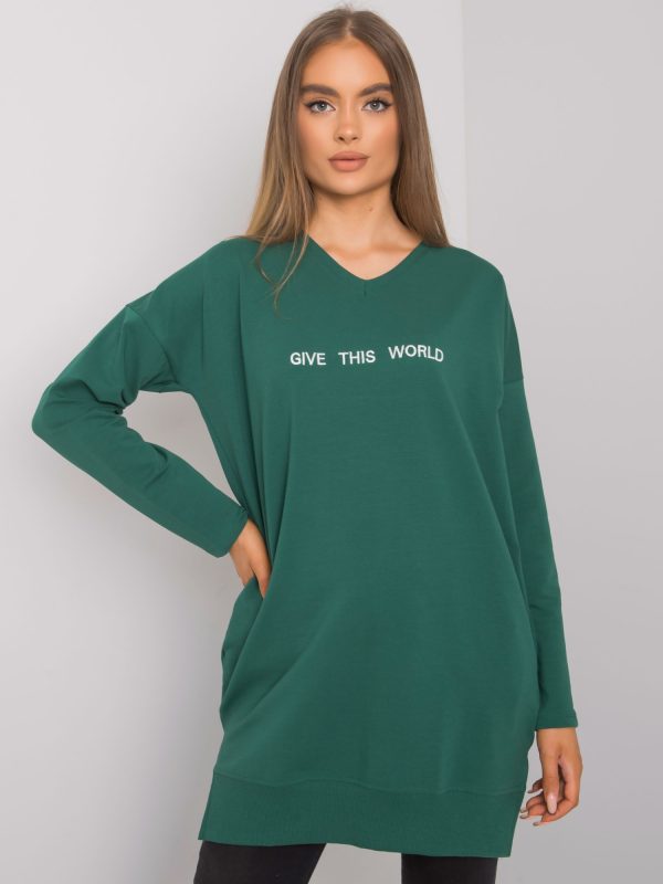 Wholesale Dark green tunic with the inscription Halifax RUE PARIS