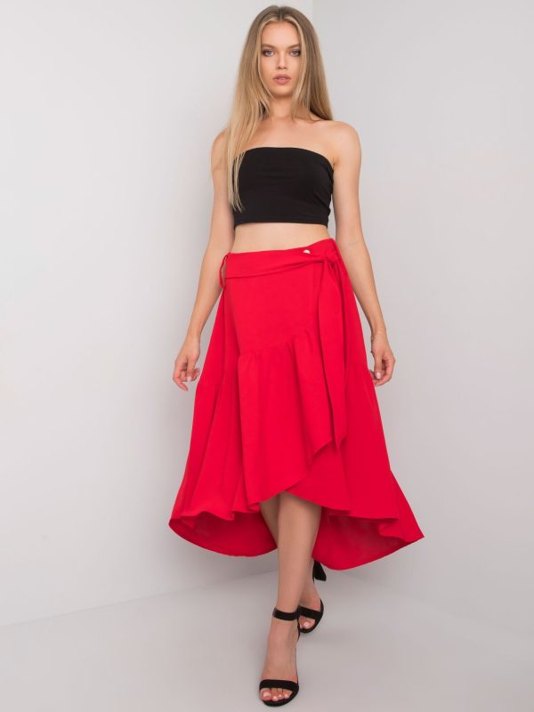 Wholesale Red asymmetrical skirt Shayna RUE PARIS