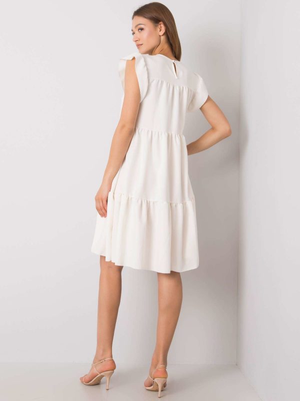 Wholesale Ecru dress with ruffle Jaylin RUE PARIS