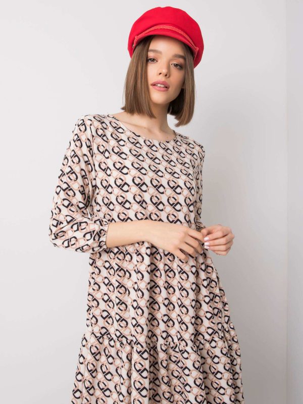 Wholesale Ecru dress with ruffle Libby RUE PARIS