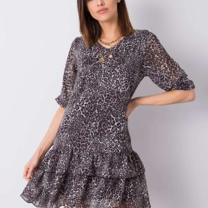 Wholesale Grey dress with prints Antonella RUE PARIS