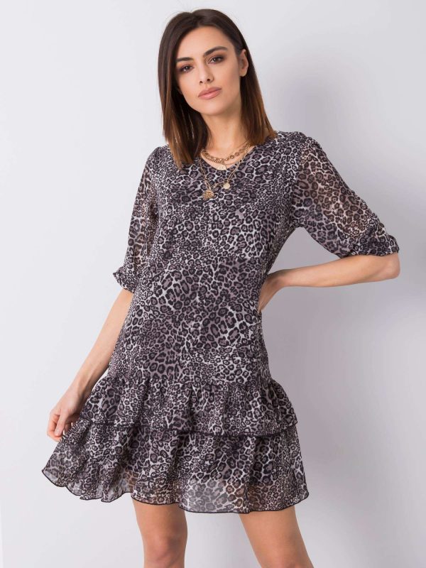 Wholesale Grey dress with prints Antonella RUE PARIS