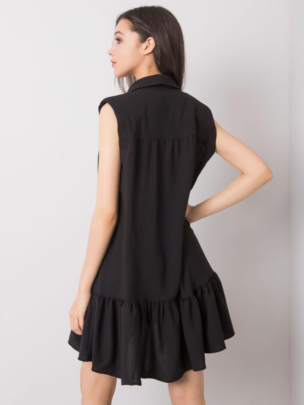 Wholesale Black dress with ruffle Odelia RUE PARIS