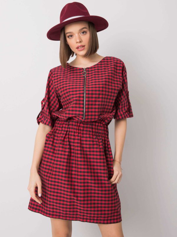 Wholesale Aurelie RUE PARIS red and black checkered dress