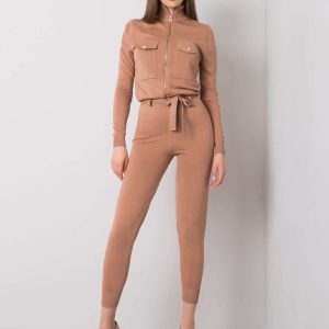 Wholesale Brown knitted jumpsuit Johanna RUE PARIS