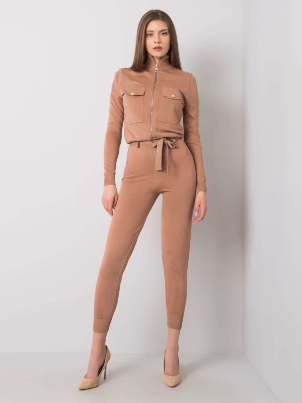 Wholesale Brown knitted jumpsuit Johanna RUE PARIS