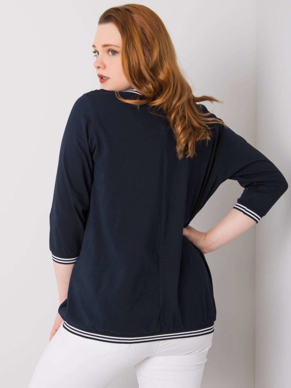 Wholesale Navy blue plus size blouse Pearl