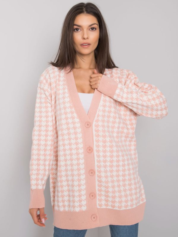 Wholesale Light pink and white cardigan with houndstooth Arlington RUE PARIS