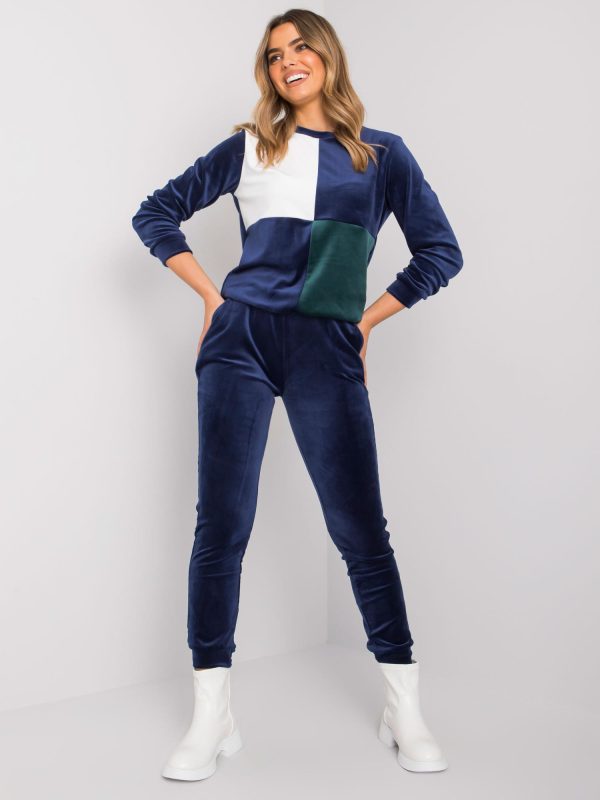 Wholesale White and blue velour women's set Callani