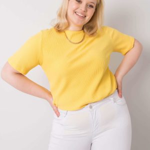 Wholesale Yellow Plus Size Blouse in Ribbed Fabric Stella