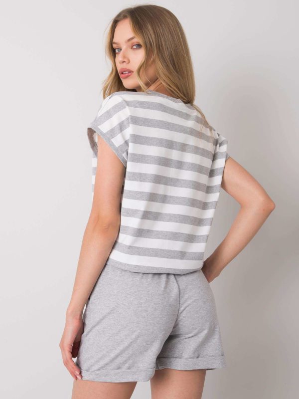 Wholesale Grey and white casual set Elsa RUE PARIS