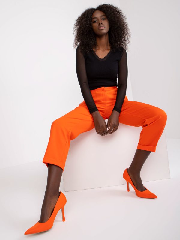 Wholesale Orange trousers with straight leg fabric RUE PARIS