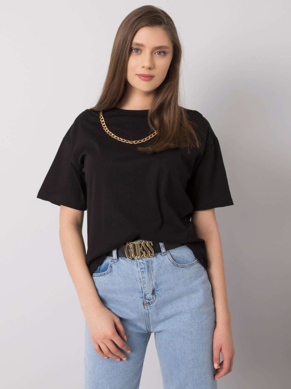 Wholesale Donna RUE PARIS black cotton t-shirt