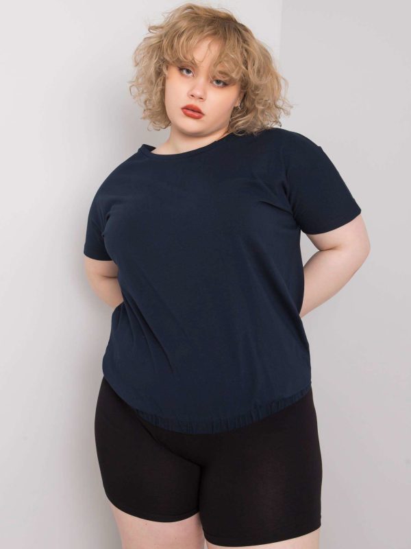 Wholesale Navy blue plus size blouse with Addyson ribbed