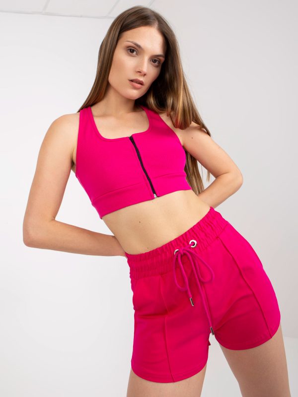 Wholesale Fuchsia basic sweatpants with binding RUE PARIS