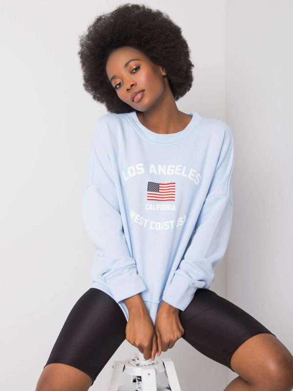 Wholesale Light blue sweatshirt with print Loretta RUE PARIS