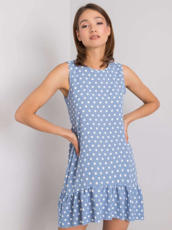 Wholesale Blue polka dot dress Nicollete RUE PARIS