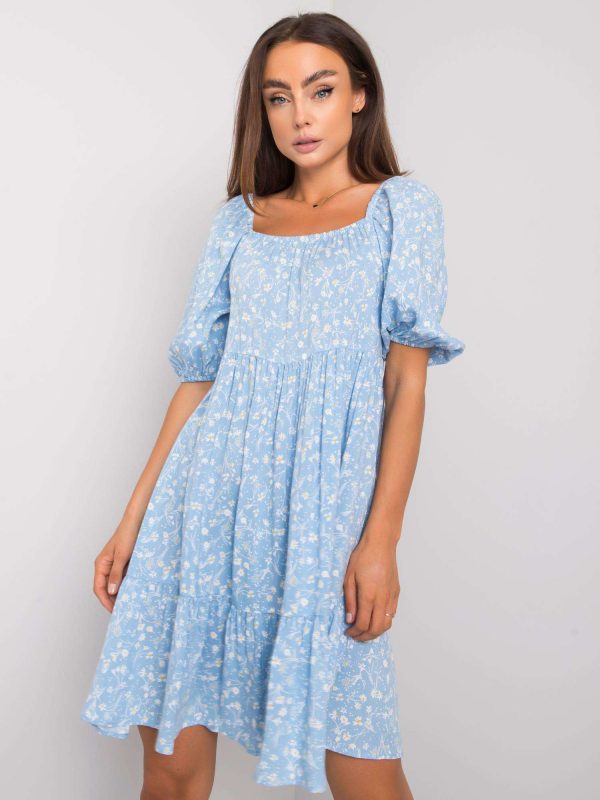 Wholesale Light blue viscose dress Dianey RUE PARIS