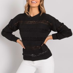 Wholesale Rossendale RUE PARIS black openwork sweater