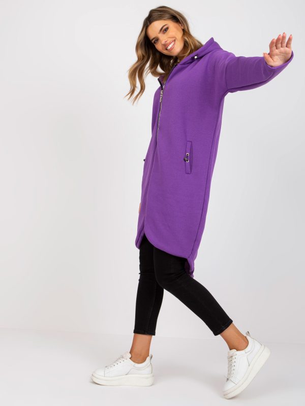 Wholesale Purple sweatshirt basic with zipper Tina RUE PARIS