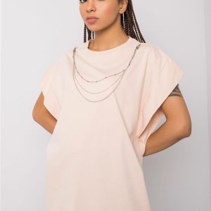 Wholesale Peach t-shirt with necklace Arianna RUE PARIS